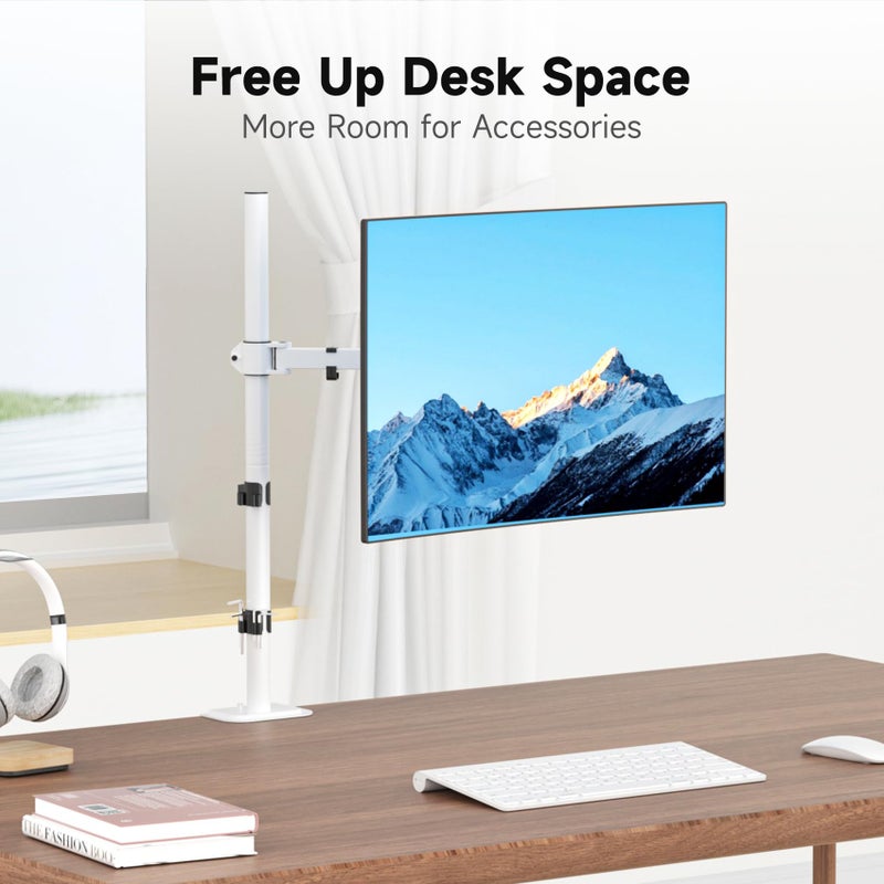 Suptek Single Monitor Arm Desk Mount Fully Adjustable Monitor Stand for 1 / One Screen up to 32 inch Extra Tall 31.5 inch Pole,Black (MD6821) - Image 4